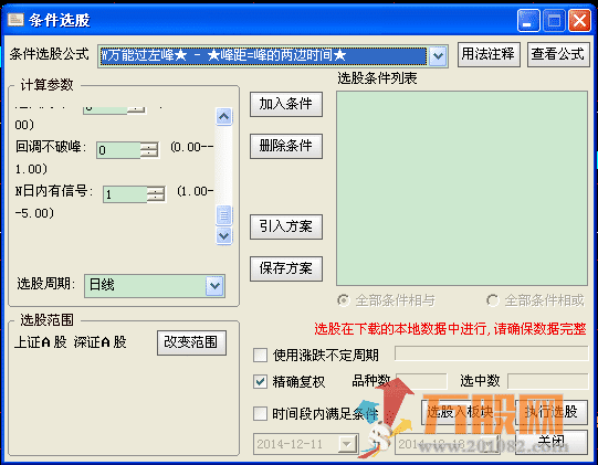 万能过左峰选股公式指标_使用说明