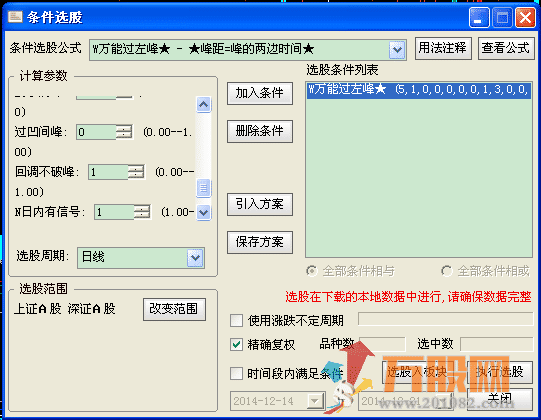 万能过左峰选股公式指标_使用说明