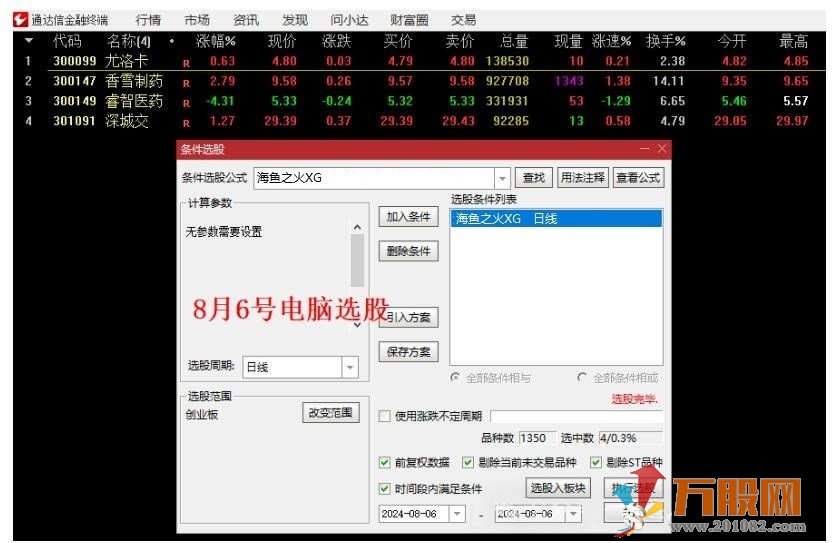 【海鱼之火】短线排序选股指标 全天信号不变可历史回测 选股公式支持手机电脑通达信使用 ... ... ... ... . ...