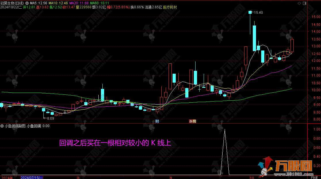 通达信【小鱼回调】副选指标于一体 信号少而精/无未来函数/买在小K线 坐等主力抬轿大涨 ...