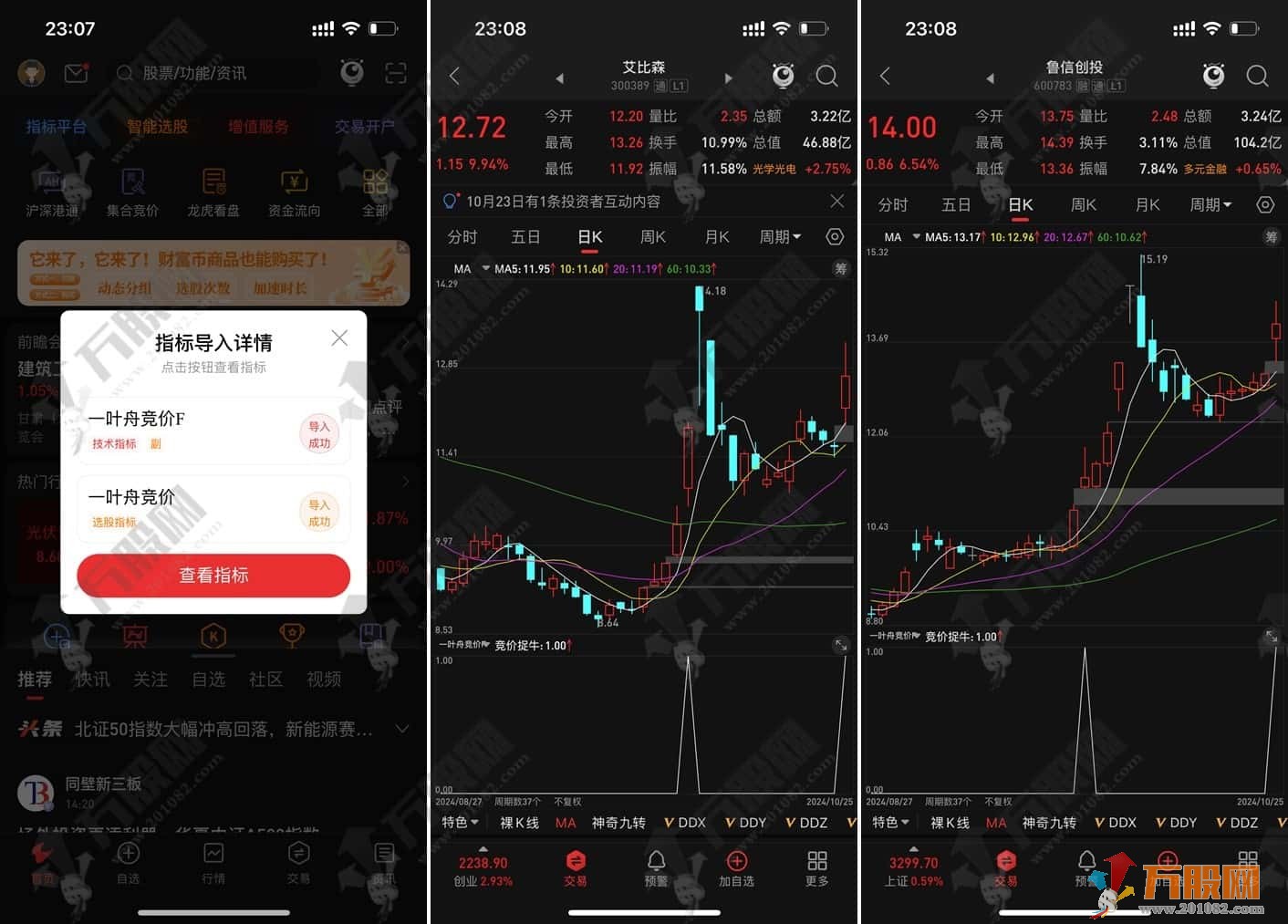 【金钻一叶舟竞价捉牛】副选预警指标 竞价标的全天信号不变，不可回测/手机版可用于竞价选股 ... ... ...