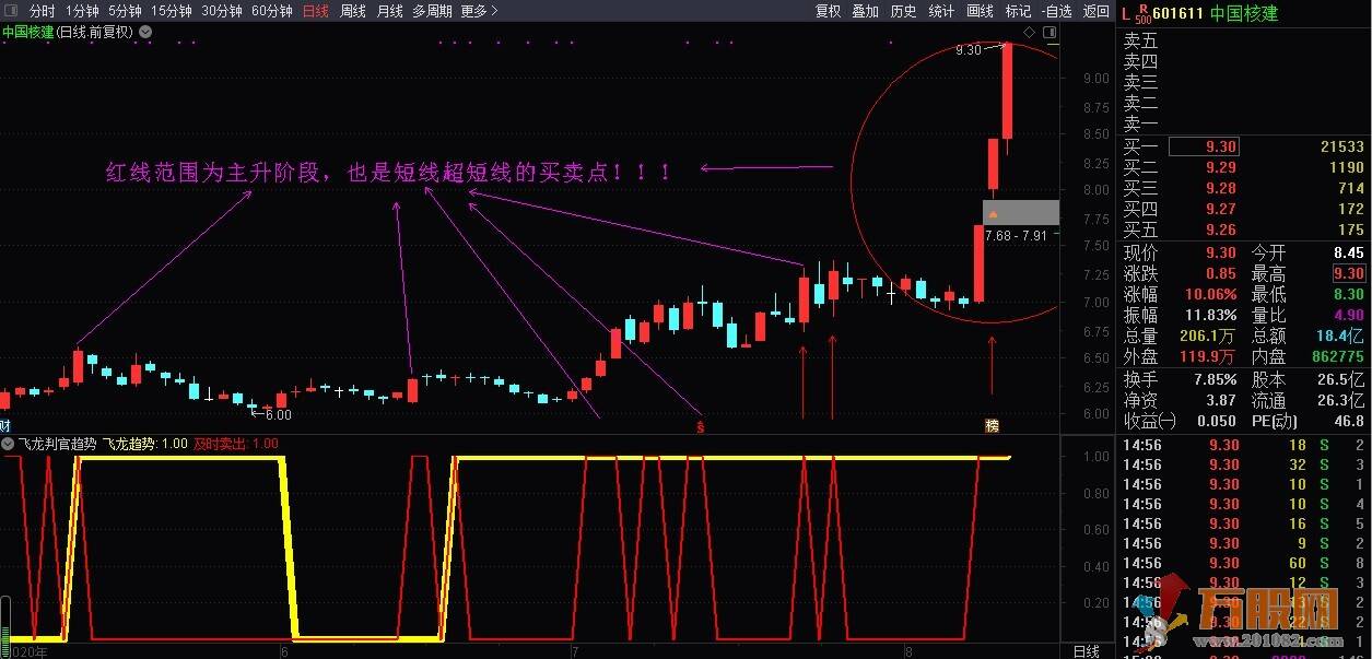 飞龙判官趋势 私密金钻指标（副图 买卖 趋势 研判）