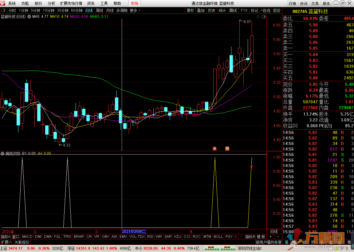 肩挑双阳通达信选股预警副图 无加密