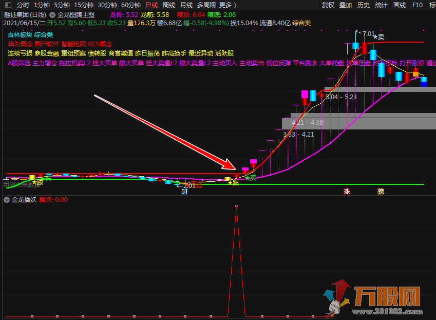 【金龙擒妖】通达信无未来副图指标强势股一网打尽