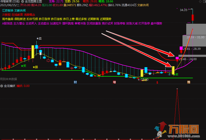 【金龙擒妖】通达信无未来副图指标强势股一网打尽