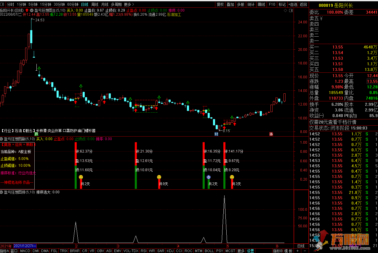 《盈亏狂想图》十年抄底回测告诉你稳定盈利的关键：止盈止损条件单模型！ ... ... ...