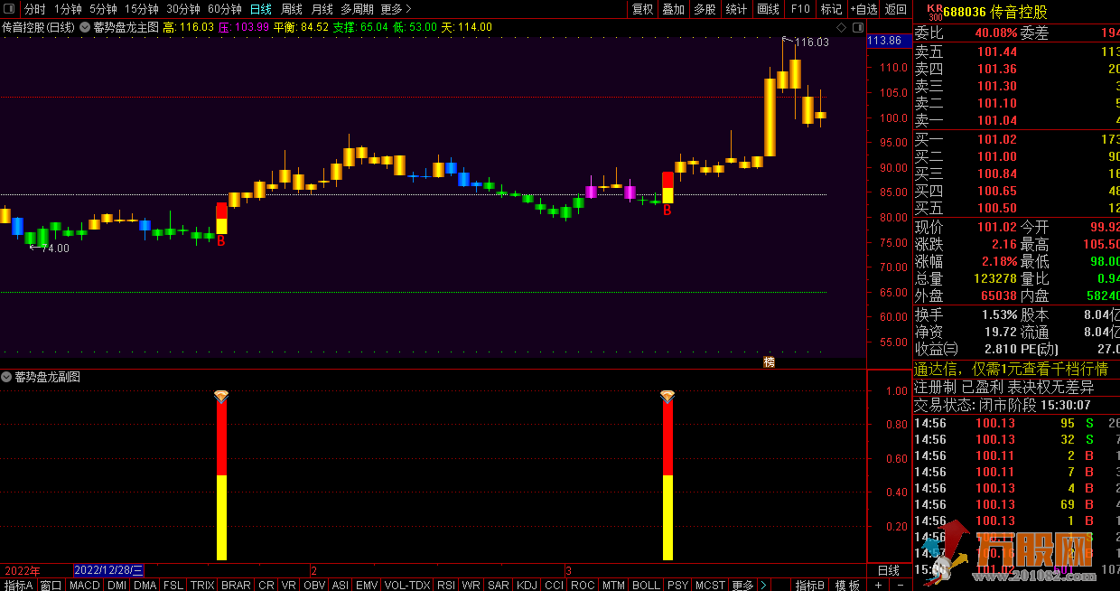 蓄势盘龙组合套装 堪比金钻的指标，有行情就有信号