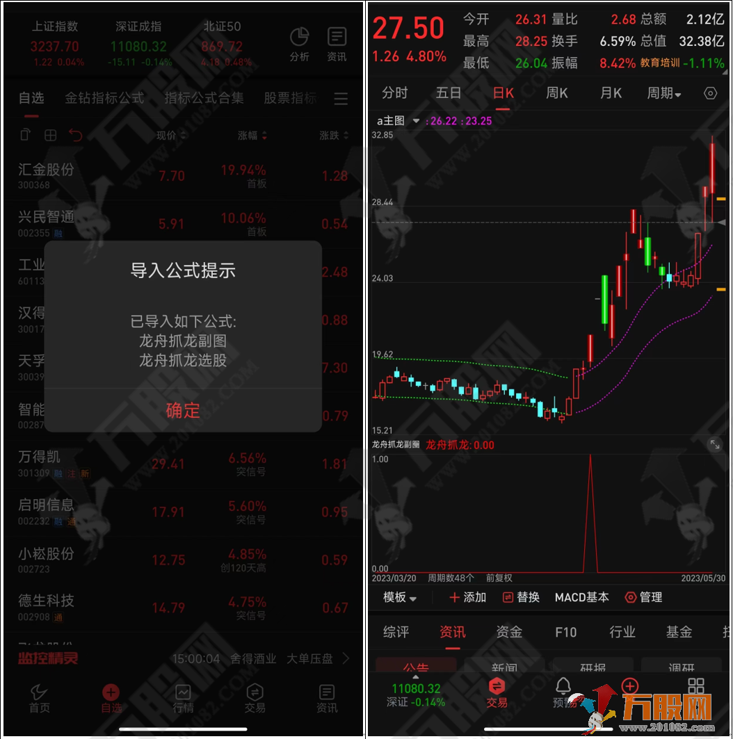 通达信【龙舟抓龙】 手机电脑通用副选指标公式