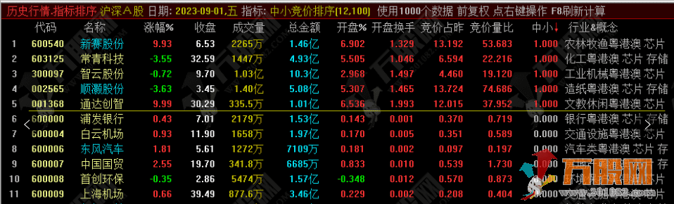 一进二 情绪竞价 进位竞价指标 9点25分进行排序 信号固定 副选排序指标