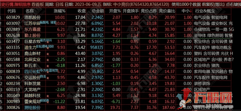 一进二 情绪竞价 进位竞价指标 9点25分进行排序 信号固定 副选排序指标