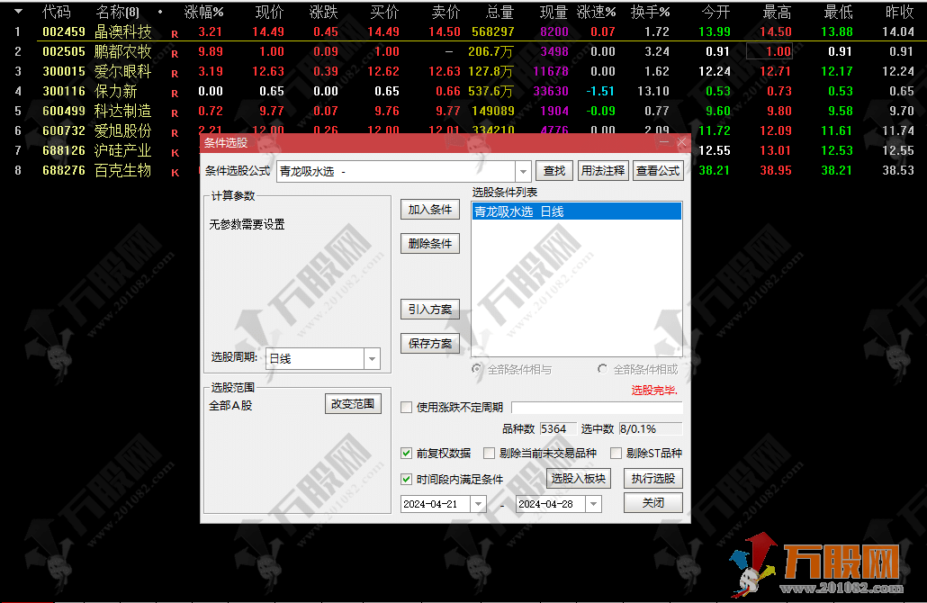 【青龙吸水】波段低吸，价值投资的黄金搭档，无未来函数副选指标，手机电脑通达信通用 ...