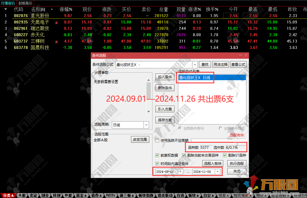 通达信【量化捉妖王】优化珍藏版主副选指标 金钻系列历史评测超高成功率 出票少而精，仅适配电脑 ... ... ...