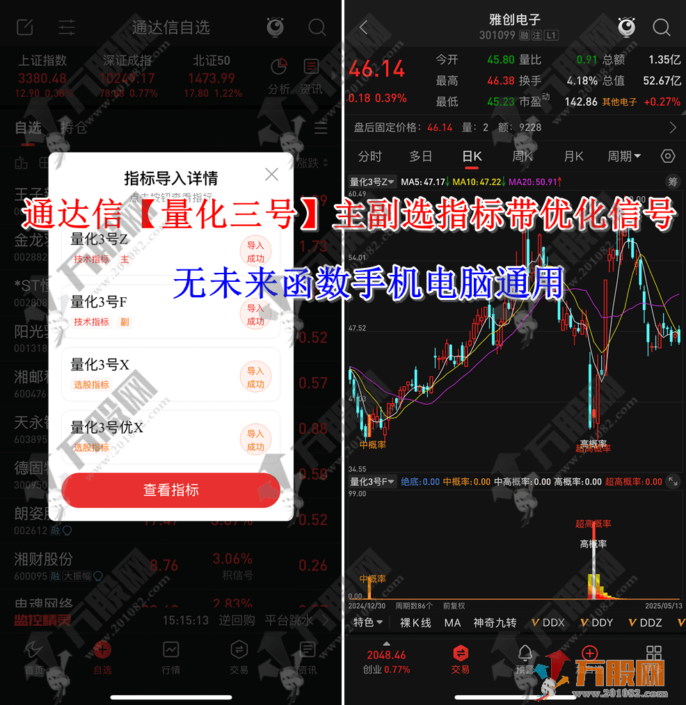 通达信【量化三号】主副选指标带优化信号，尾盘T1思路回测次日最高胜率80%到94%，无未来函数手机电脑通用 ...