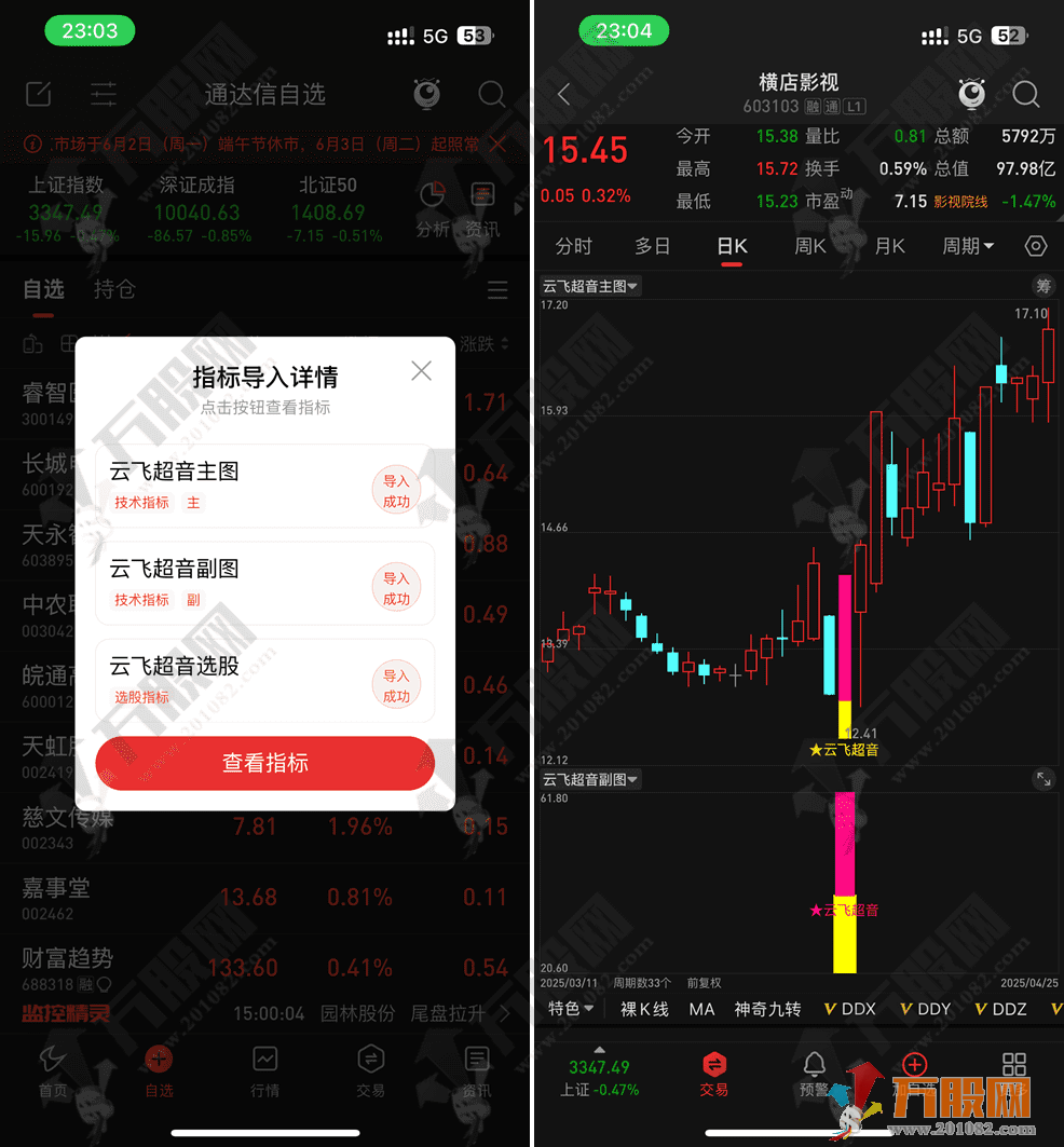 通达信【云飞超音】主副选指标 信号一出次日必有大动作 手机电脑通用