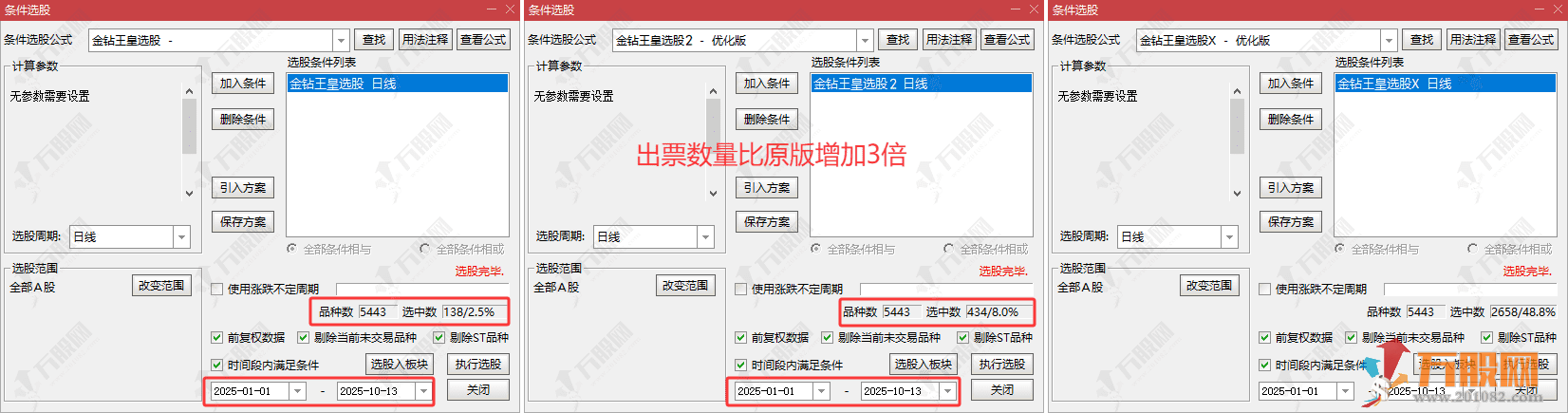 通达信【金钻王皇之底】带优化版副选全套指标，不提压箱底秘籍，T1冲高概率高只论实战 ... ... ... ...