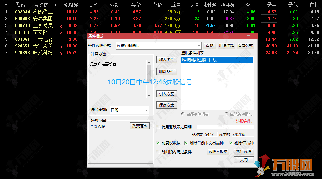 通达信【炸板回封】形态选股小工具 “炸板回封”形态不遗漏！