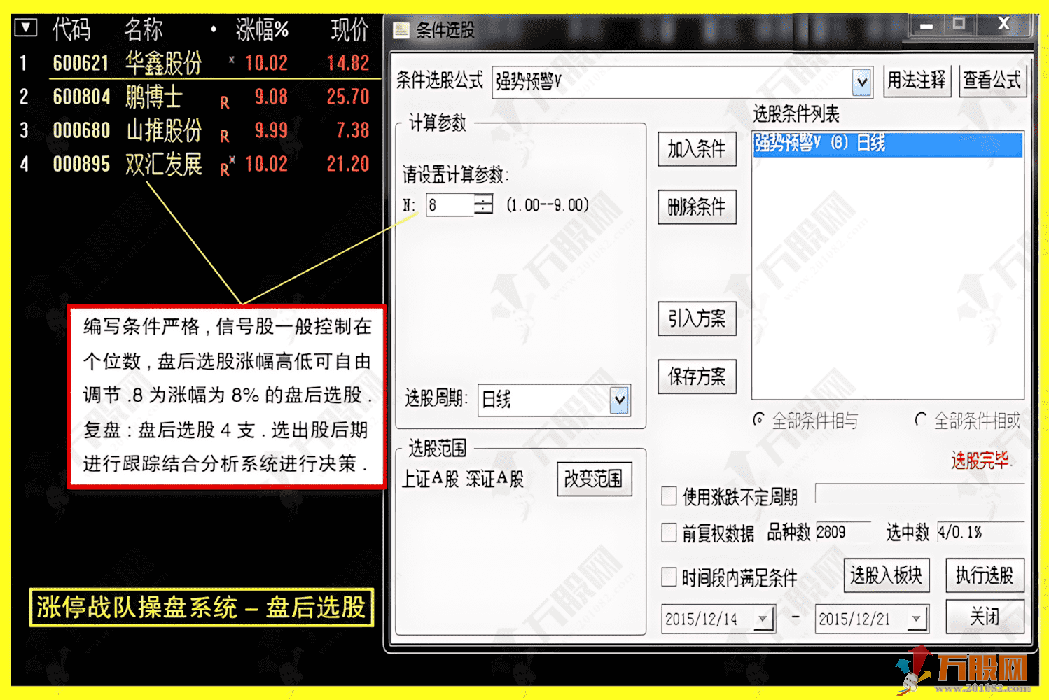 通达信【涨停战队操盘炒股系统】当年很火的一套五行八卦、资金墙、五行量化等等，主副选预警无加密版本指标 ...