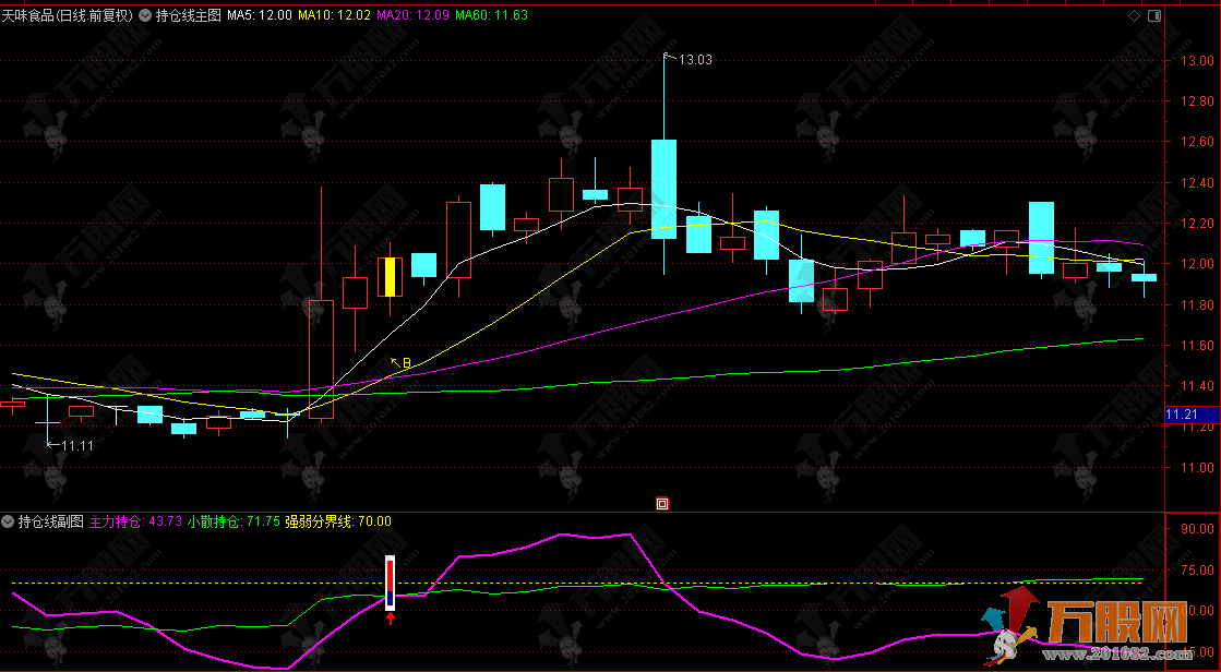 通达信【持仓线】主副选 非常精妙的 主力与散户筹码博弈指标